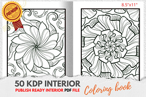KDP Interiors, Flower Coloring Book