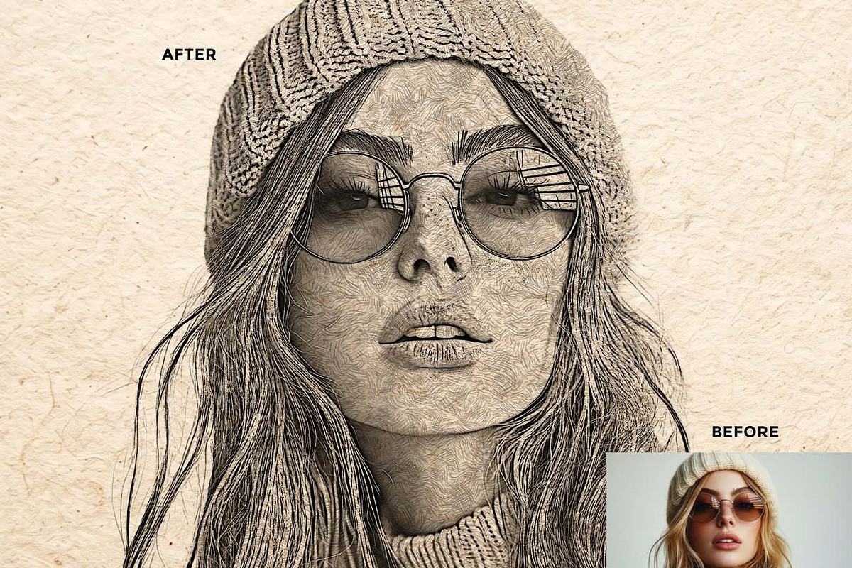 WOODCUT ENGRAVING SKETCH FX, an Action Add-On by Studio Retouch (Photo 7 of 13)