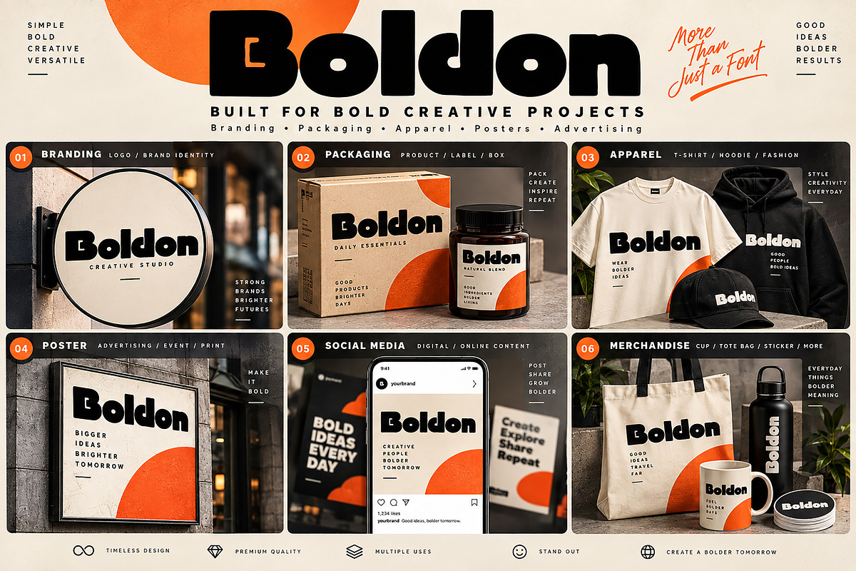 Boldon _ Bold Display Typeface, a Script Font by Wow Magic (Photo 2 of 5)