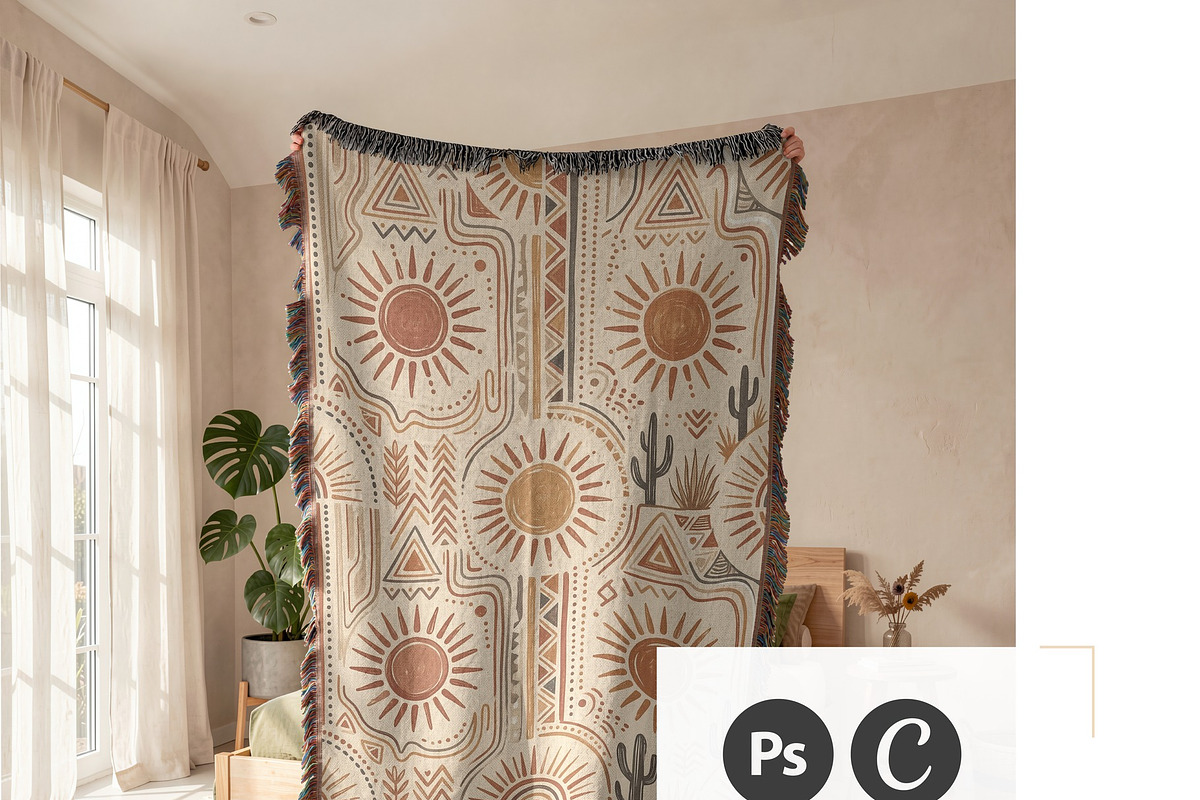 Jacquard Woven Blanket Mockup, an Apparel Mockup by Mockups Studio (Photo 2 of 9)