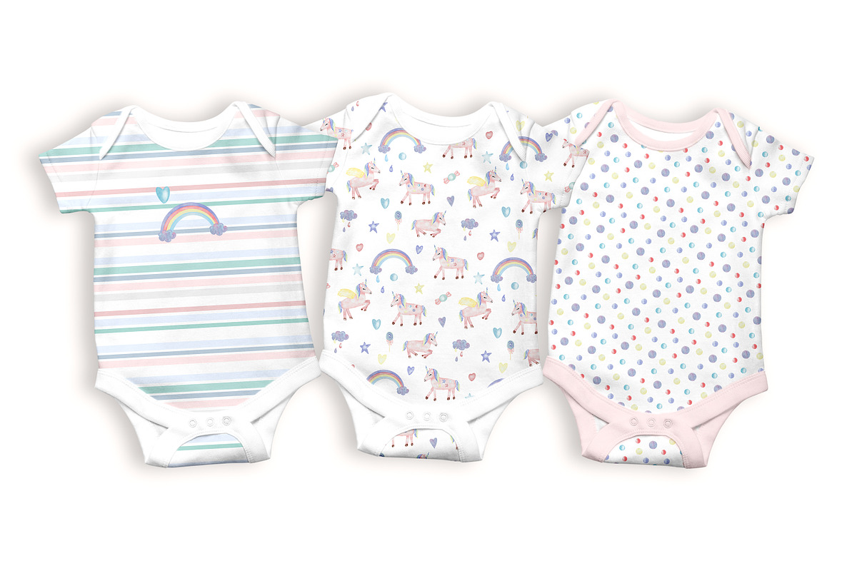 Watercolor Unicorn Seamless Patterns, a Pattern Graphic by Oksana Dovhopol Art (Photo 10 of 15)