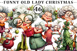 Funny Old Lady Christmas Sublimation, an Illustration by CreationArt