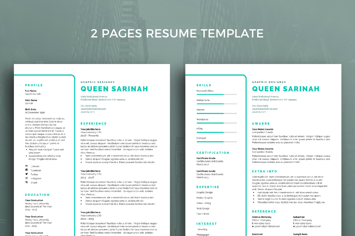 Resume Template 42, a Resume Template by graphicalcium (Photo 2 of 3)