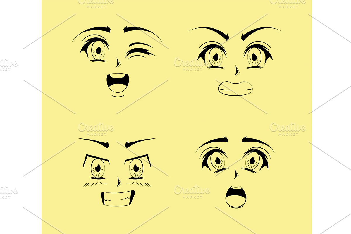 cartoon anime eyes, a Person Illustration by studiogstock