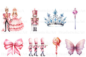 Watercolor Pink Nutcracker Clipart