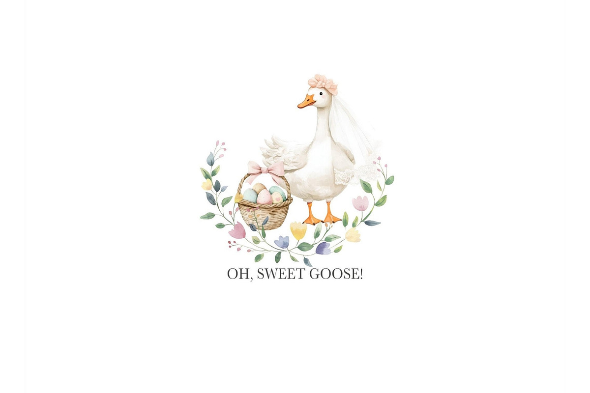 Silly Goose Spring Watercolor, an Illustration by CharmClipArt (Photo 2 of 9)