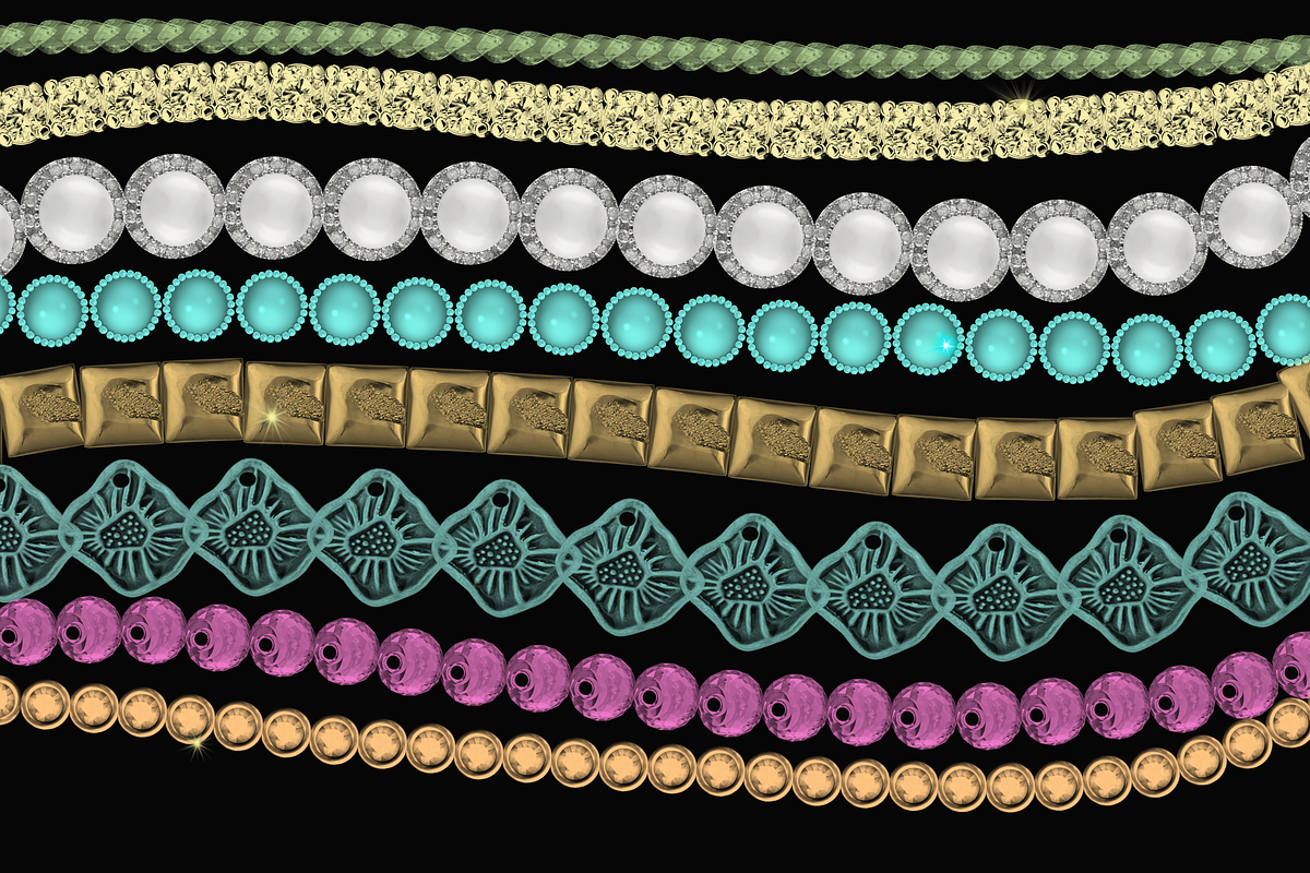Jewelry, beads, chains and crystals, a Brush Add-On by Graphics Resources (Photo 6 of 13)