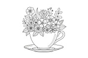 Floral Teacup Line Art Bundle, an Illustration by Gfx_Store (Thumbnail 5 of 51)