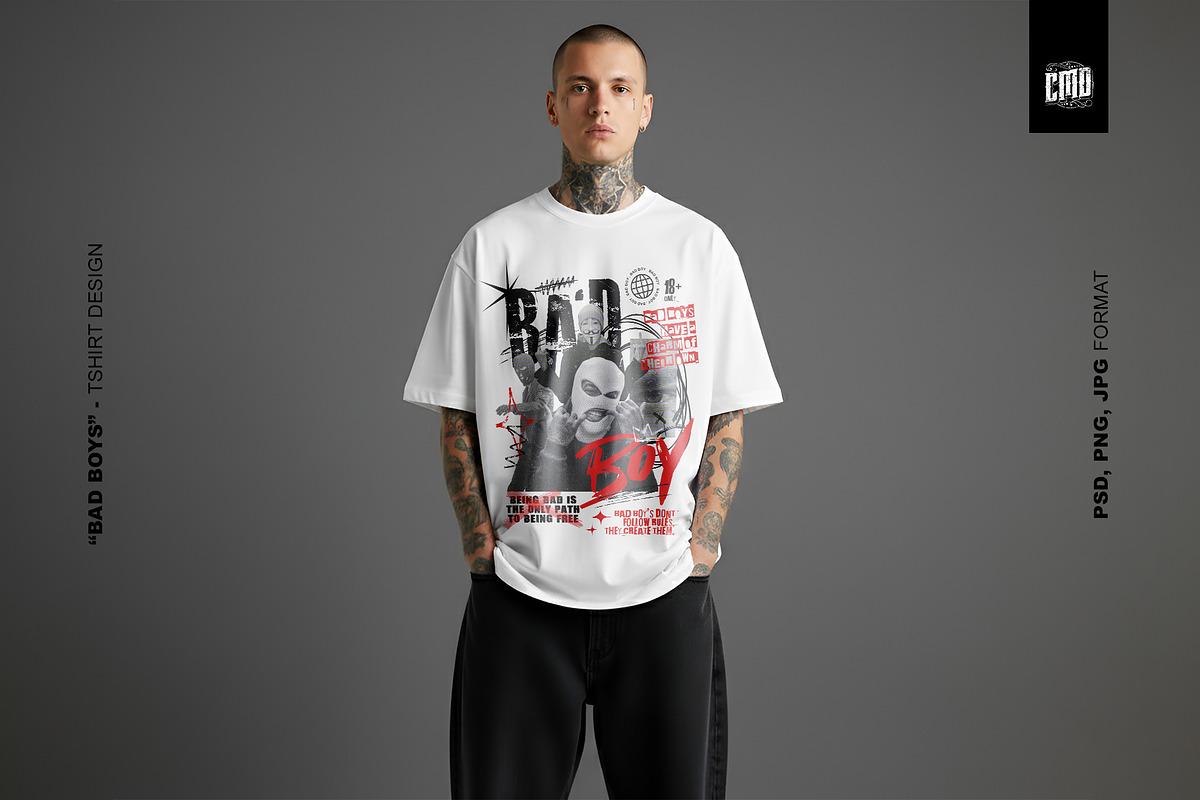 Bad Boys Streetwear T-Shirt Design, an Object Graphic by Cmd Project (Photo 3 of 9)