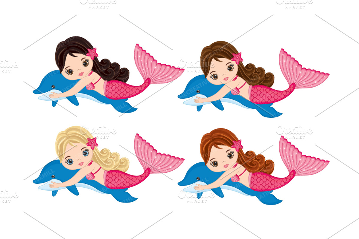 Vector Mermaids Clipart, an Illustration by TheCreativeMill (Photo 2 of 4)