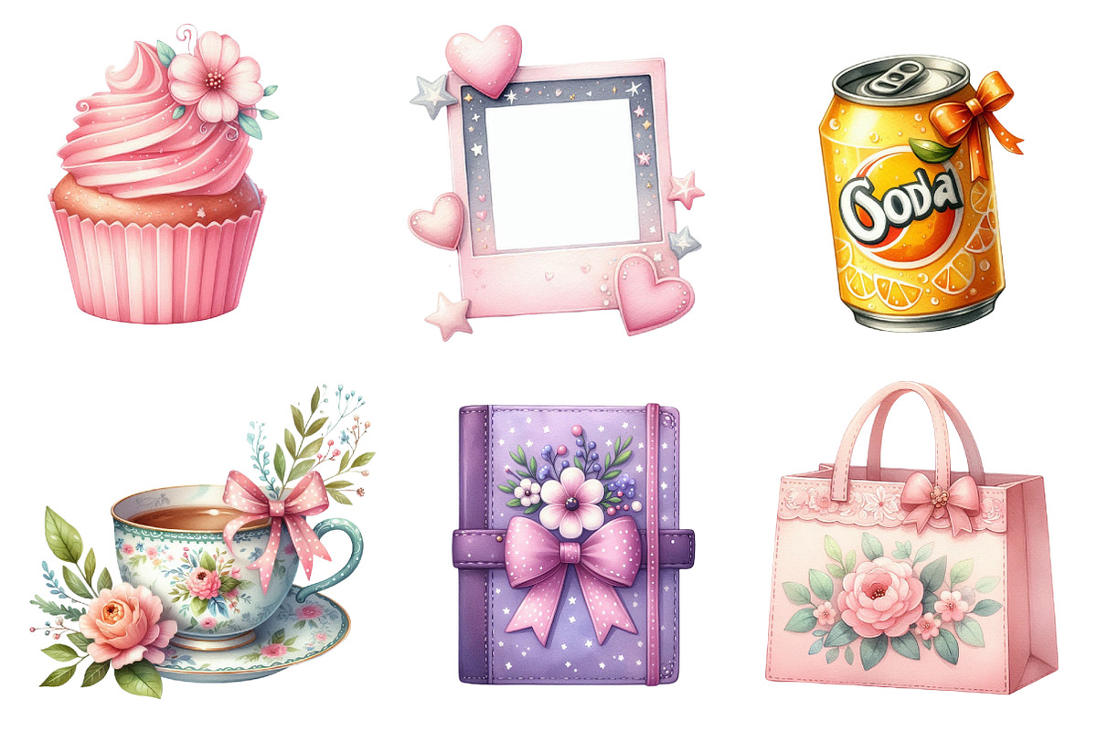 Kawaii Girly Aesthetic Clipart Bundl, an Illustration by CreationArt (Photo 3 of 5)