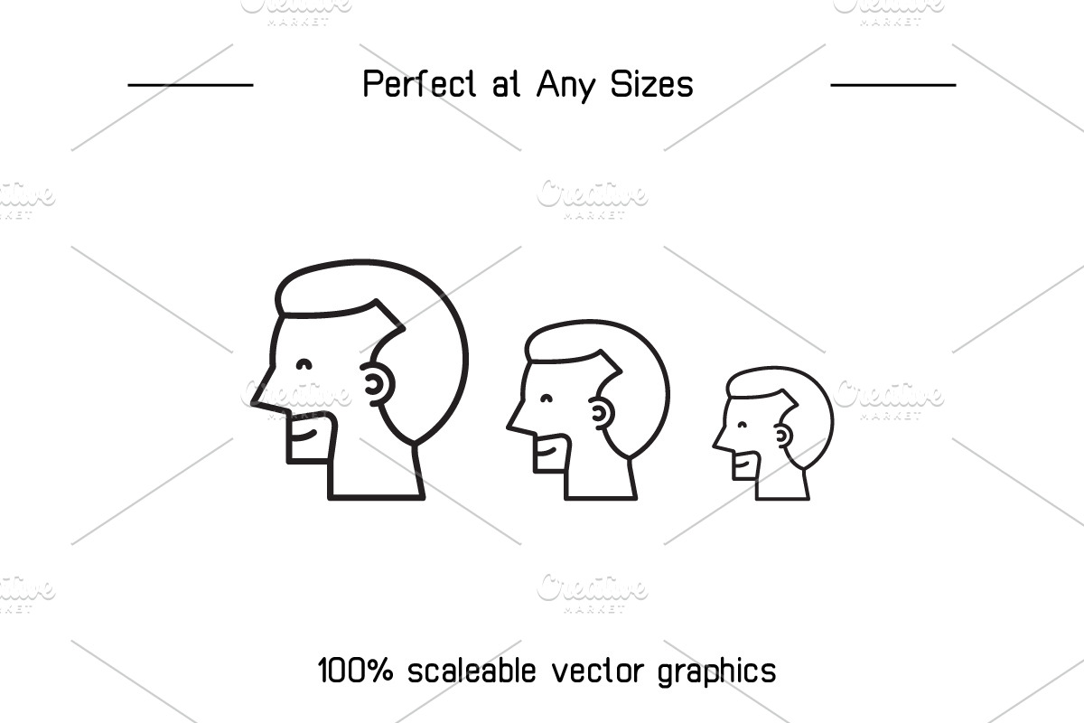 Human Head Avatars Set, an Outline Icon by Designfour (Photo 7 of 7)