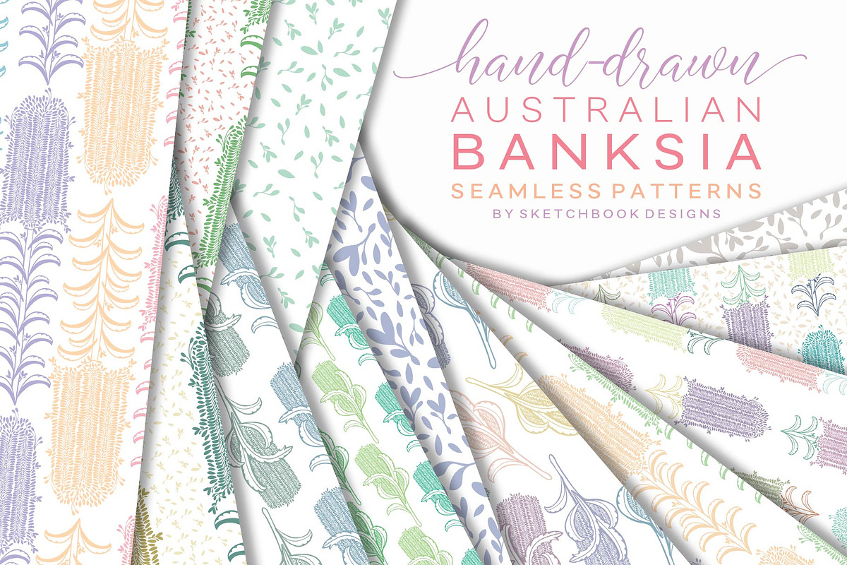 Australian Banksia Seamless Patterns, a Pattern Graphic by Sketchbook Designs (Photo 1 of 7)