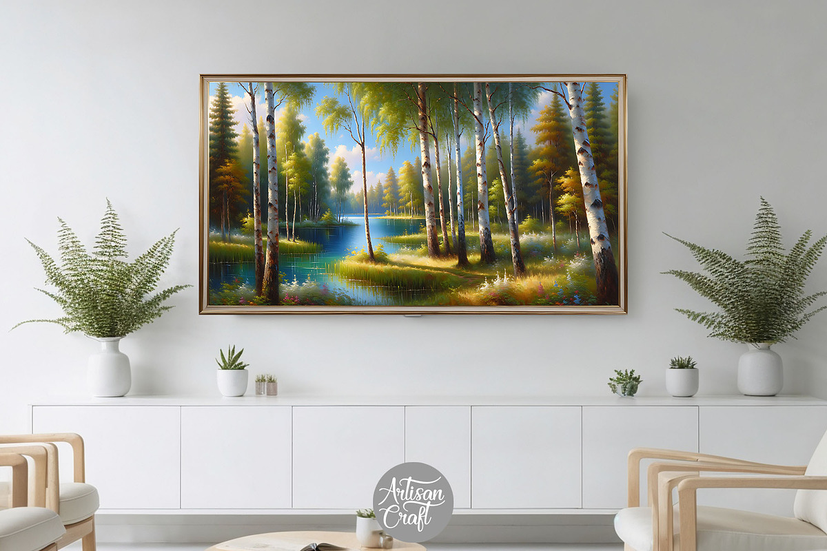 Birch tree forest landscape TV art, a Background Graphic by Artisan Craft (Photo 2 of 4)