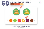 50 Animal Avatar Icons, an Outline Icon by Dighital (Thumbnail 7 of 9)