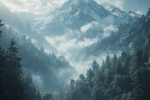 Misty Wilderness moutain forest, a Photo by ComfortQ