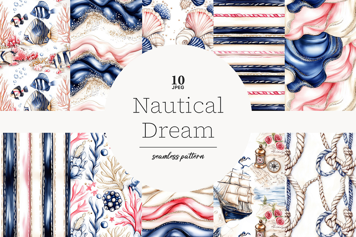 Neutral Beach Digital Papers, a Pattern Graphic by GlamArtZhanna (Photo 1 of 4)