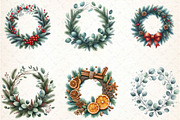 Christmas Wreath Clipart, an Illustration by DreamCafeArt (Thumbnail 2 of 5)