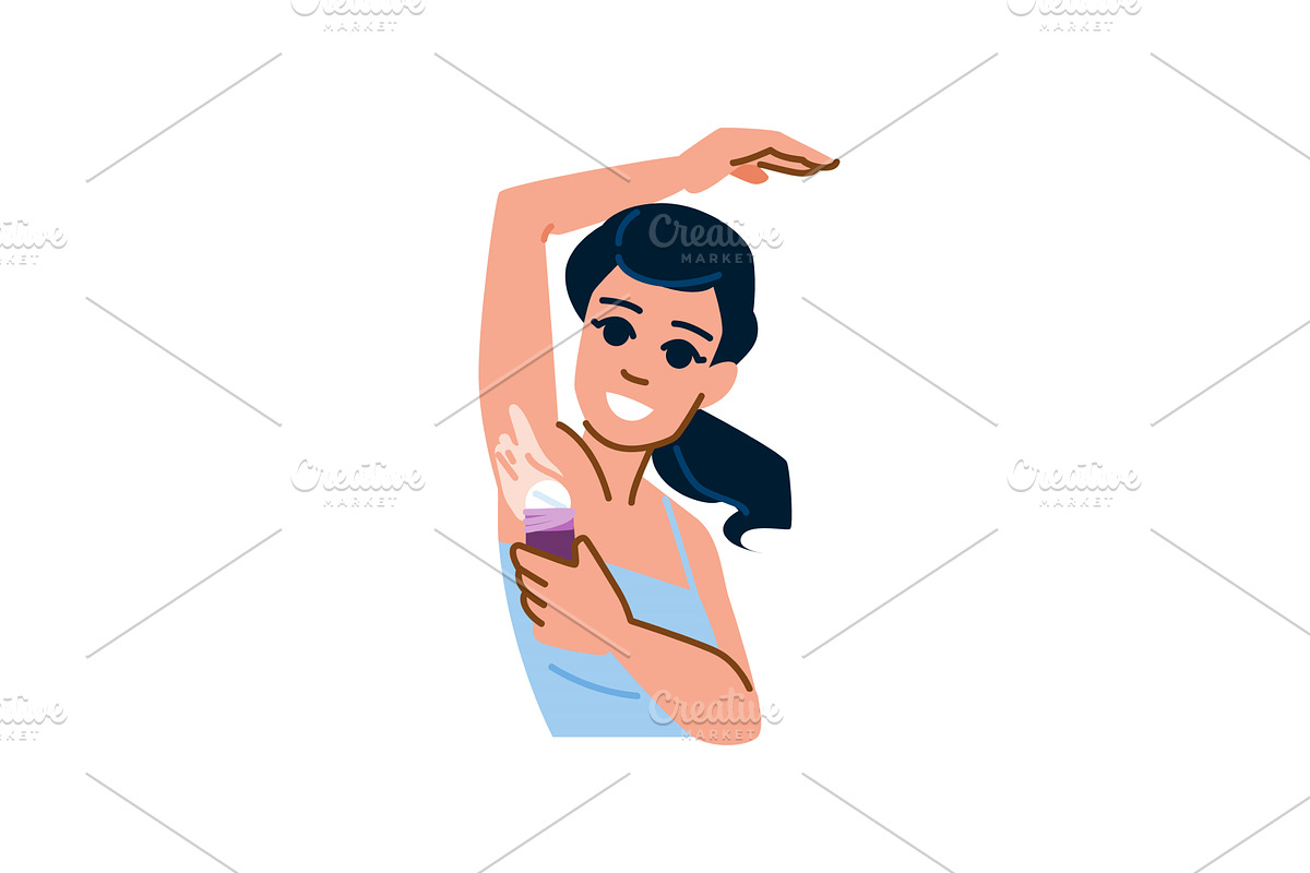 Woman applying roll on deodorant or, a Person Illustration by pikepicture