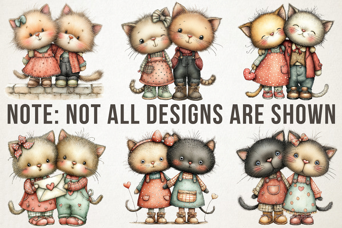 Whimsical Valentine Cat Couple PNG, an Illustration by RobertsArt (Photo 3 of 7)