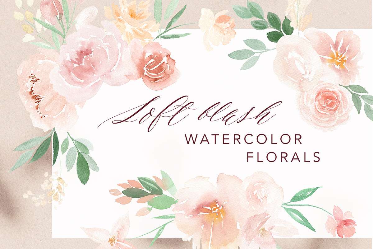 Soft Blush Floral Watercolor Set, an Illustration by One and Only Paper (Photo 1 of 7)
