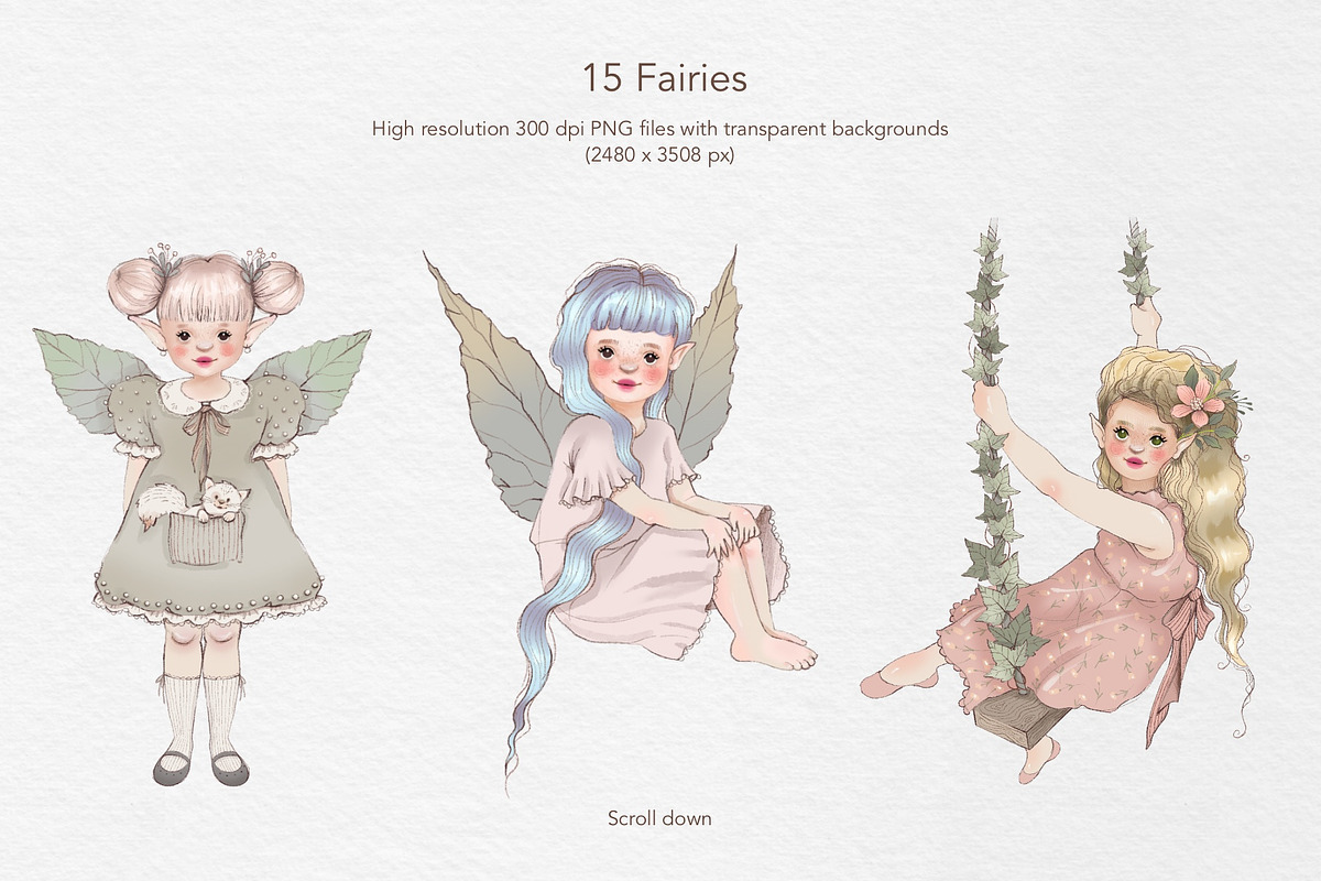 Little Fairies Clipart Collection, a Decorative Illustration by Rosangela Curti (Photo 3 of 14)
