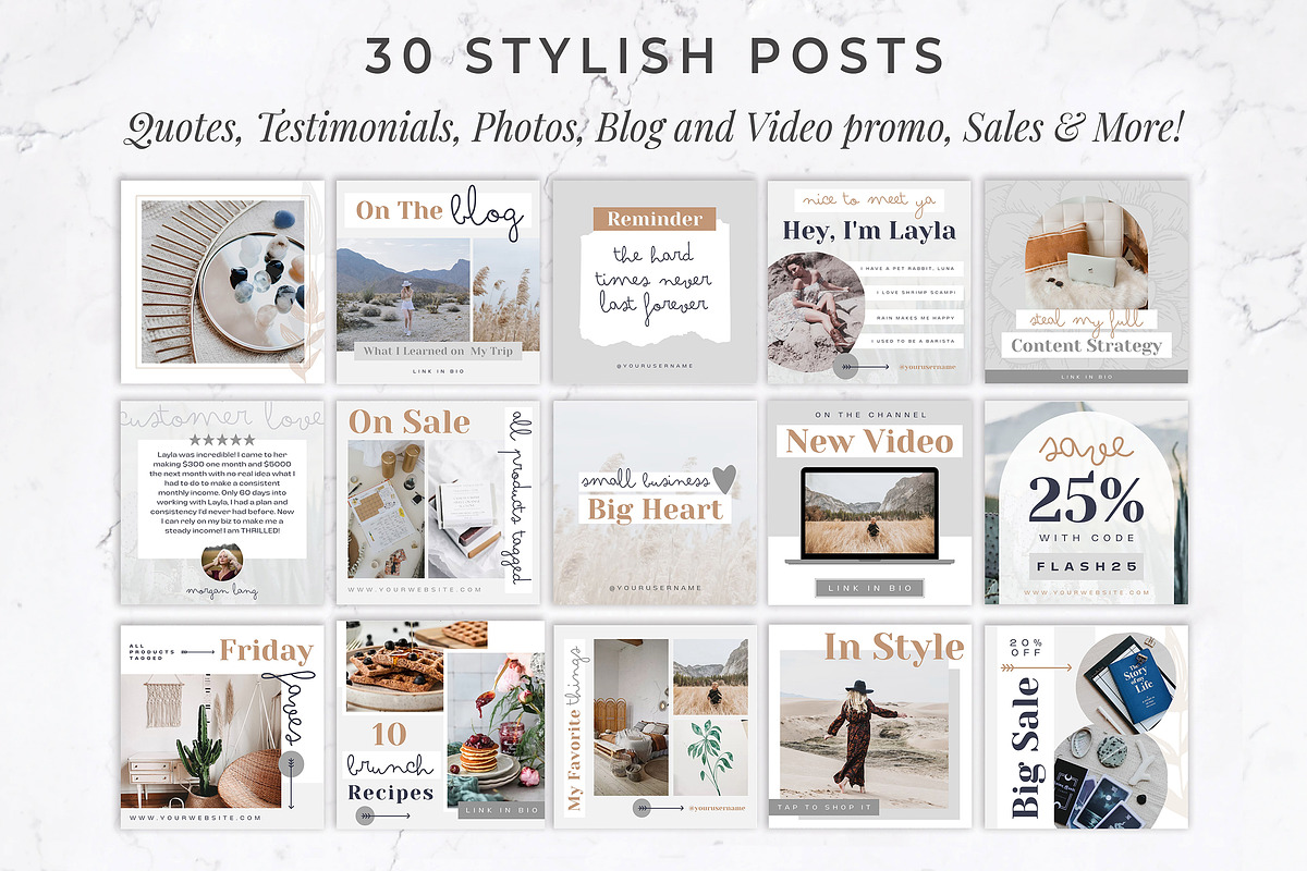 Instagram Posts for Canva | Blue, a Social Media Template by Thirty One ...