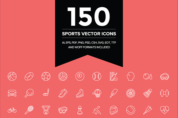 150 Sports Vector Icons preview 5