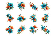 Whimsical spring hibiscus flowers, an Illustration by SinaCreation (Thumbnail 2 of 11)