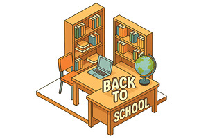 Back to school concept with study de, an Illustration by Dvoevnore photos