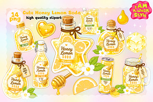 Cute Honey Lemon Soda Clipart PNG