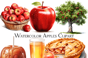 Watercolor Apples Clipart