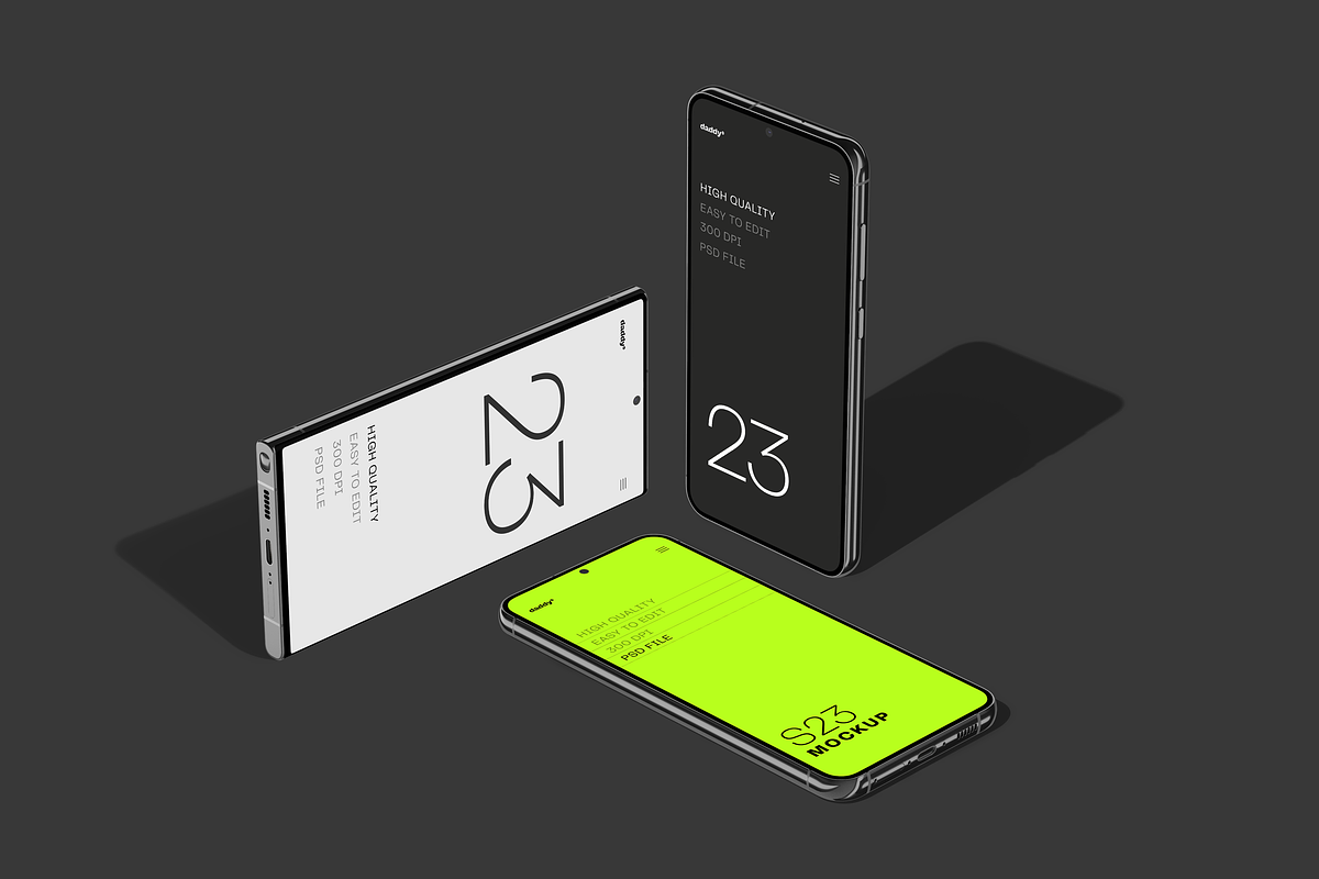 Samsung S23 Mockup, an Android Mockup by Mockupdaddy (Photo 2 of 21)