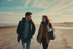Cheerful couple enjoys a walk along, a Photo by Iftikhar Alam