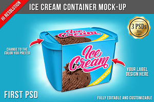 Ice Cream Container Mockup, a Cups & Container Mockup by Bruno's Shop