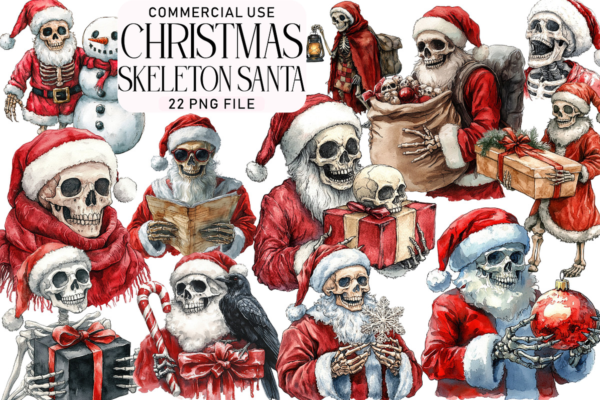 Skeleton Santa Clipart, an Illustration by Daily.Designs (Photo 1 of 4)