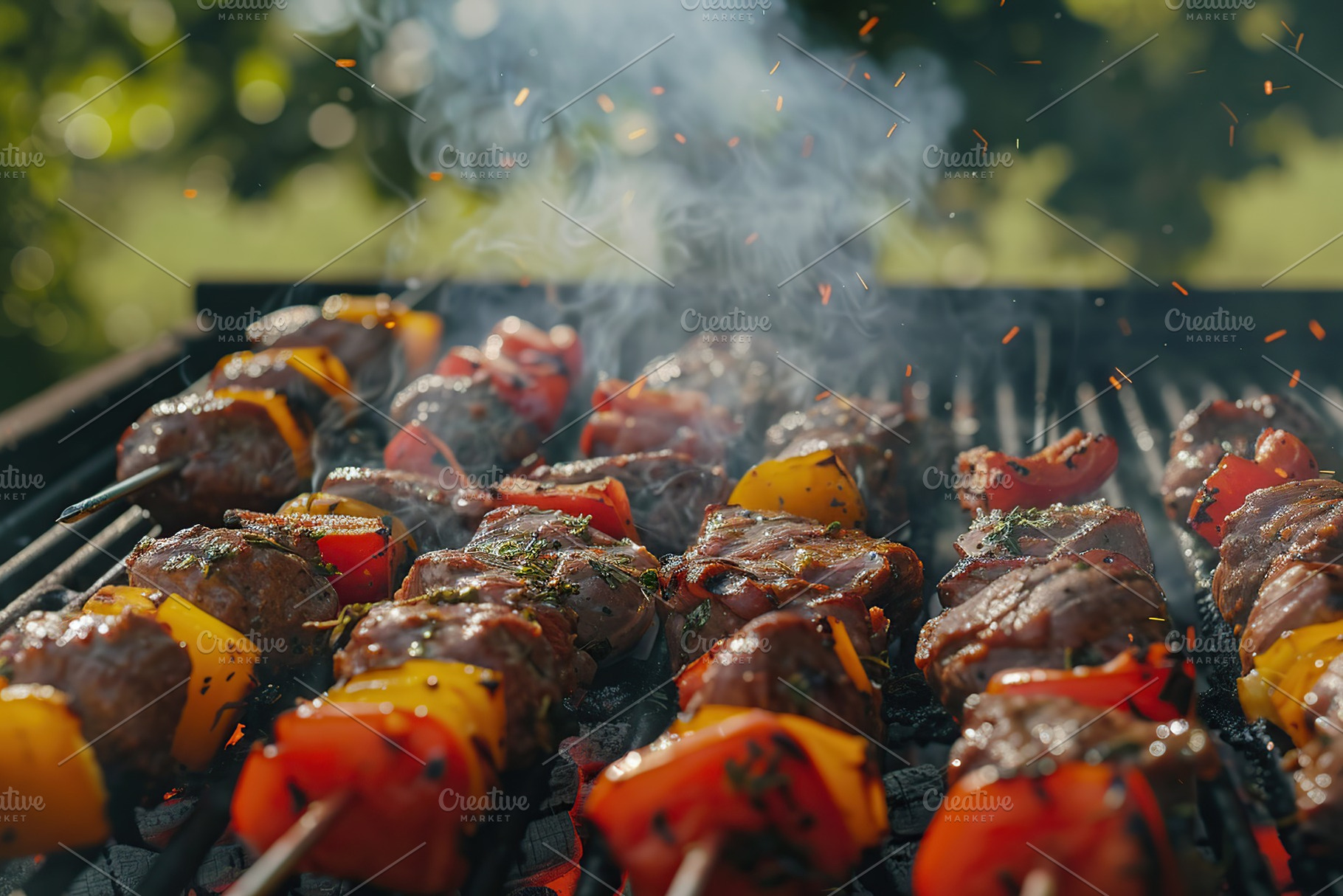 Barbecue grill with different kinds of meat, a Food & Drink Photo by AlyaAnd