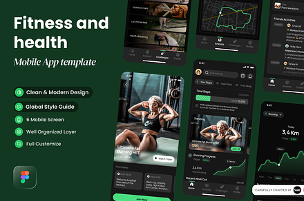 Fitness and Health Mobile App, a Websites & App Template by SLAB! Design