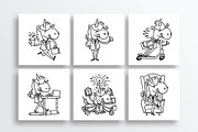 Unicorn Clipart – Office B&W, a Work Illustration by Monkey Draws (Thumbnail 6 of 6)