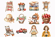 Watercolor Apple Harvest Clipart, a Seasonal Illustration by Design Market (Thumbnail 2 of 5)