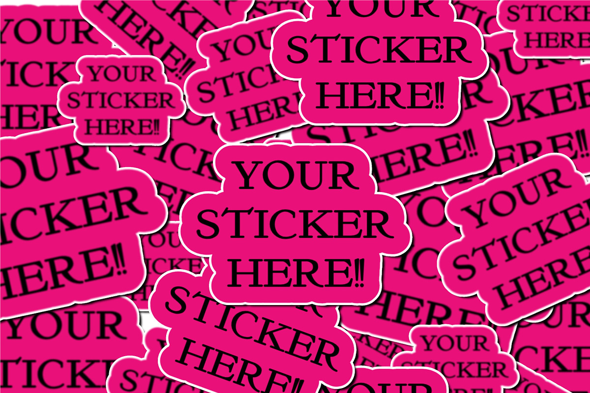Sticker Pile Mockup | Editable PSD, an Advertising Mockup by CactusGroveBranding (Photo 1 of 2)