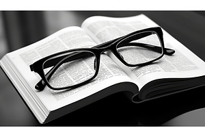 cover glasses book ai generated, a Technology Photo by pikepicture