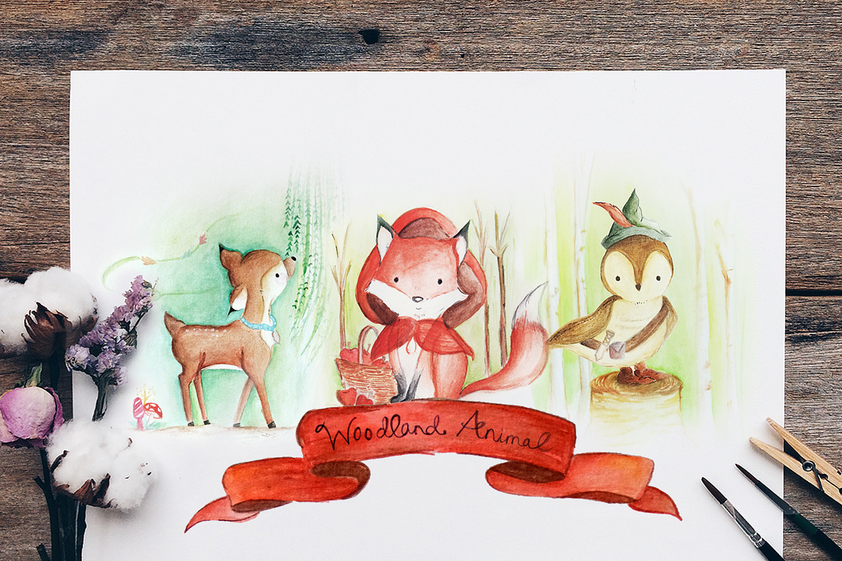 Woodland Animals Collectible Drawing, an Animal Illustration by artemyst (Photo 1 of 5)