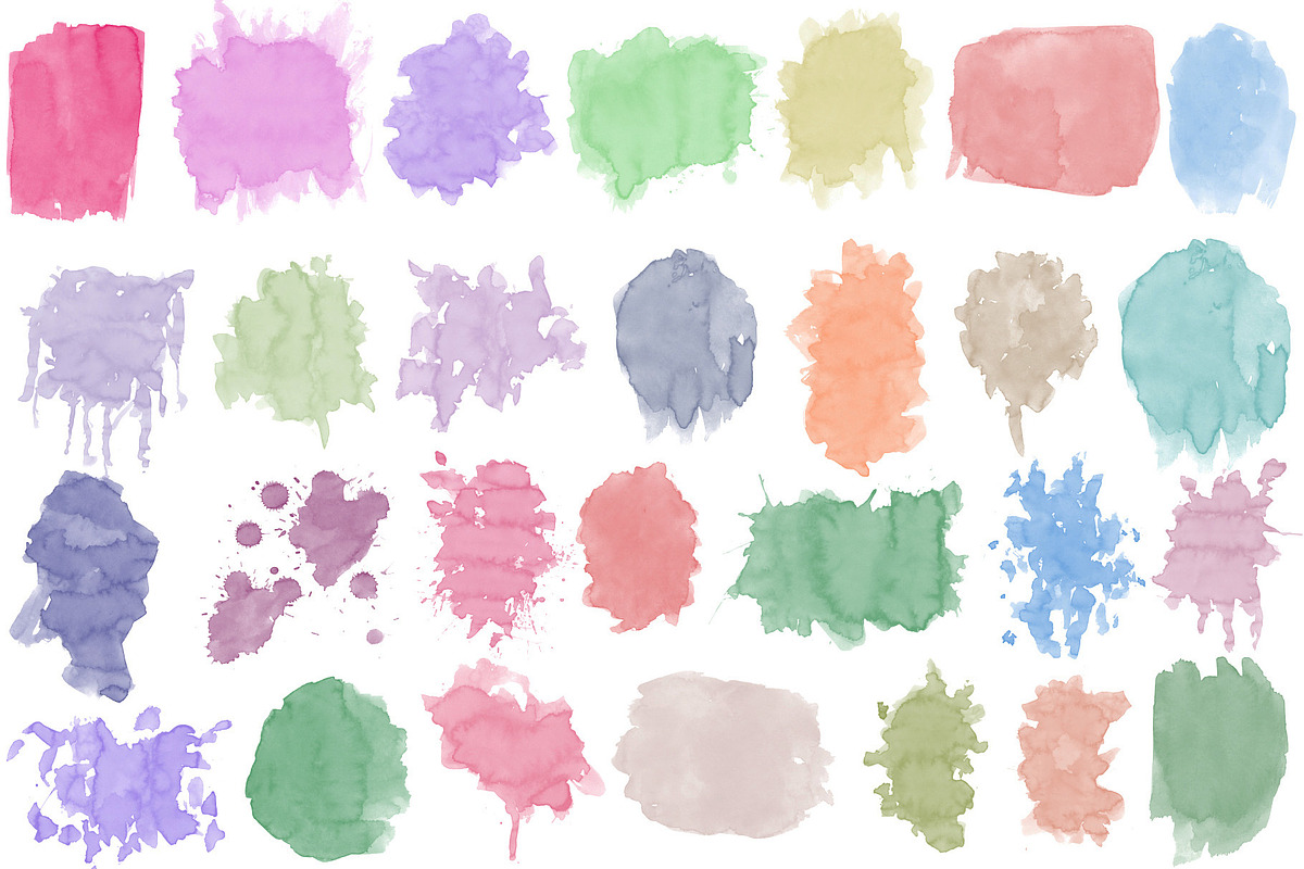 200 Watercolor Swatches Clipart, PNG, a Texture Graphic by Chipshpow Graphics (Photo 3 of 7)
