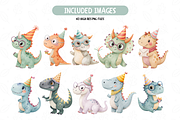 Cute Birthday Dino Clipart Set, an Illustration by TatiMockup (Thumbnail 3 of 6)