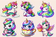 Kawaii Unicorn Stickers Clipart, an Illustration by Designworld (Thumbnail 4 of 7)