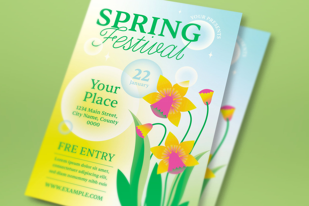 Yellow Y2K Spring Festival Flyer Set, a Flyer Template by graphicook (Photo 2 of 3)
