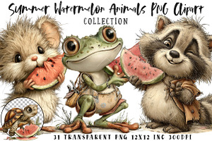 Summer Watermelon Animal PNG Clipart, an Illustration by OK Design
