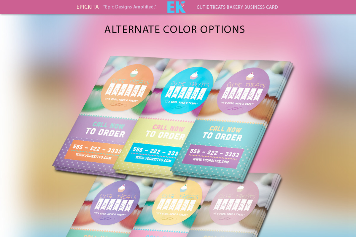 Cutie Treats Bakery Business Card, a Business Card Template by Epickita (Photo 3 of 3)