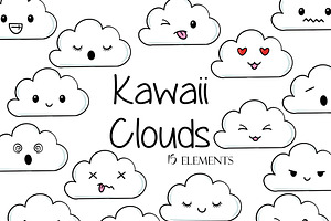 Kawaii Clouds Clipart
